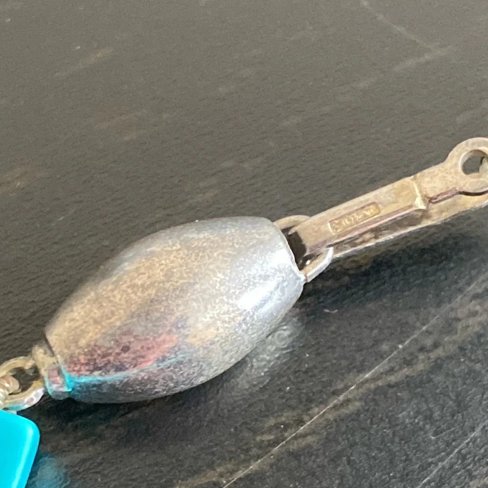 Navajo Native American Turquoise Silver & Mother of Pearl Eagle Necklace - Picture 7 of 17